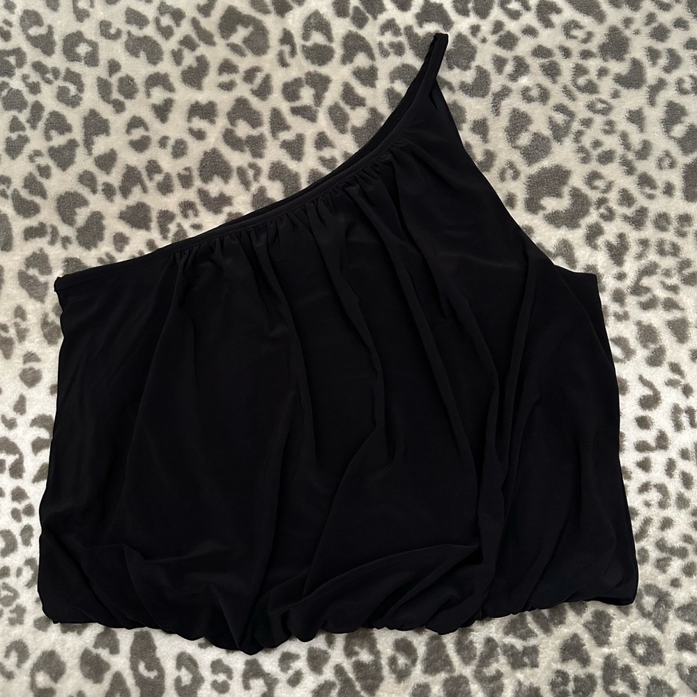 Express One Shoulder Crop Bubble Hem Cami in Black Size Small Women’s